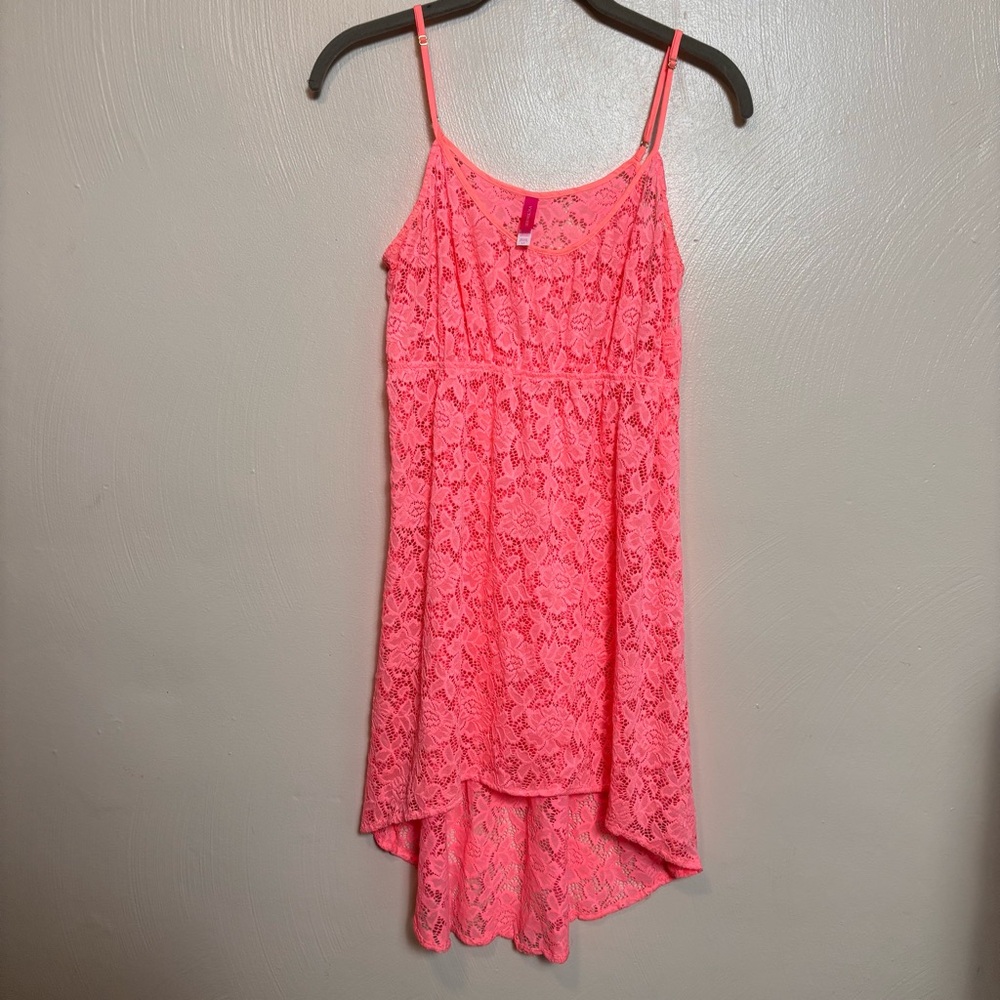 Victoria’s Secret Women’s Swim Cover Up Nightgown Lace Hi Low Floral Coral Peach